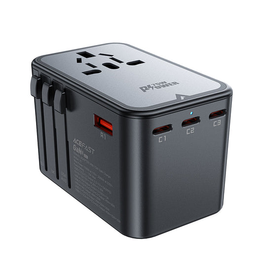 Cargador de Red Acefast Travel Z1, 75W, 3.35A, 2 x USB-A - 3 x USB-C, Negro