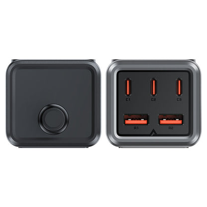 Cargador de red Acefast Z2 GaN, 75 W, 5 A, 2 x USB-A - 3 x USB-C - 1 x Schuko, Gris