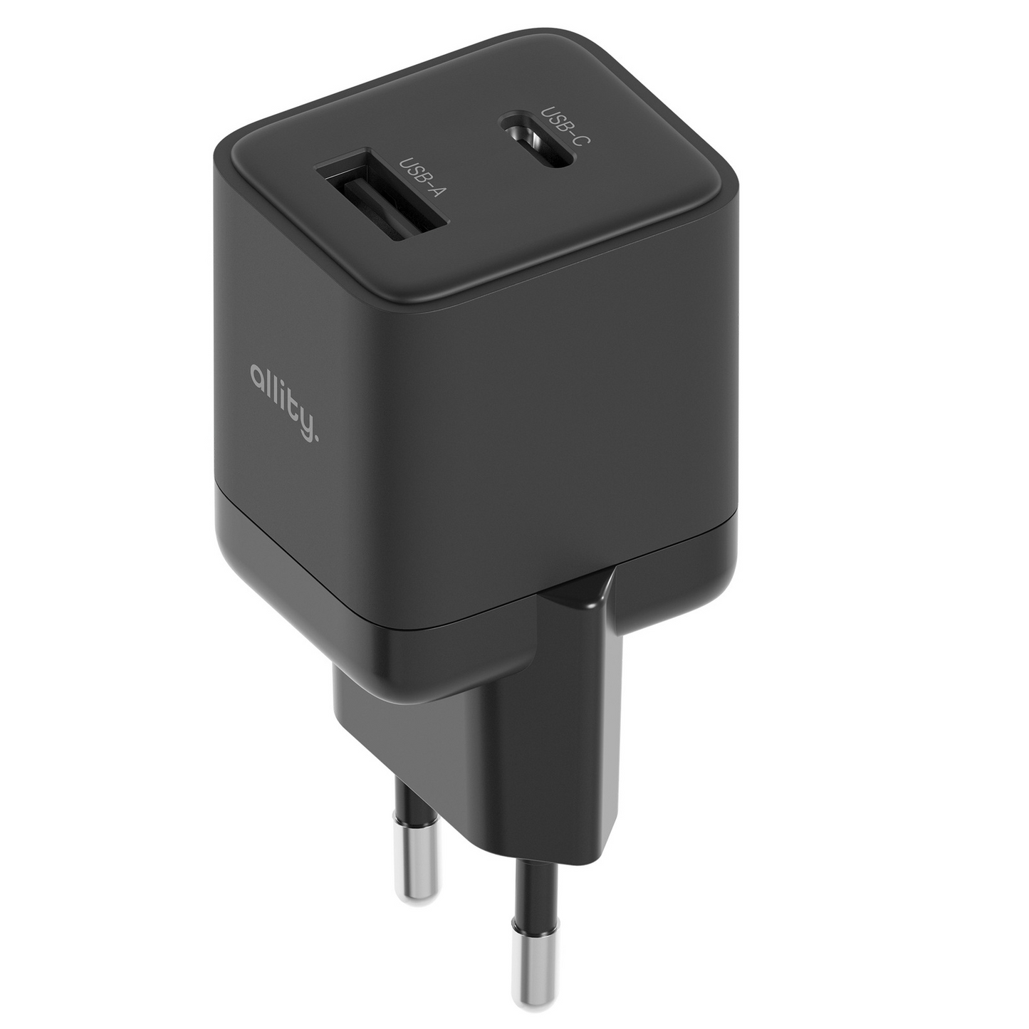 Cargador de Red Allity. ATC-01-30WAC Mini, 30W, 3A, 1 x USB-A - 1 x USB-C, Negro