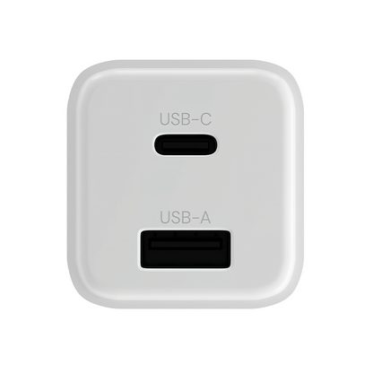 Cargador de Red Allity. ATC-01-30WAC Mini, 30W, 3A, 1 x USB-A - 1 x USB-C, Blanco.