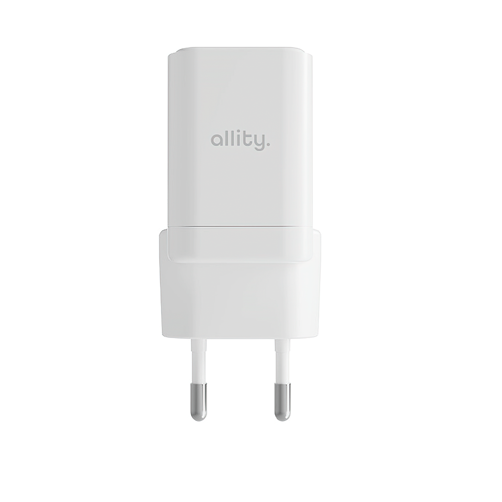 Cargador de Red Allity. ATC-01-30WAC Mini, 30W, 3A, 1 x USB-A - 1 x USB-C, Blanco.