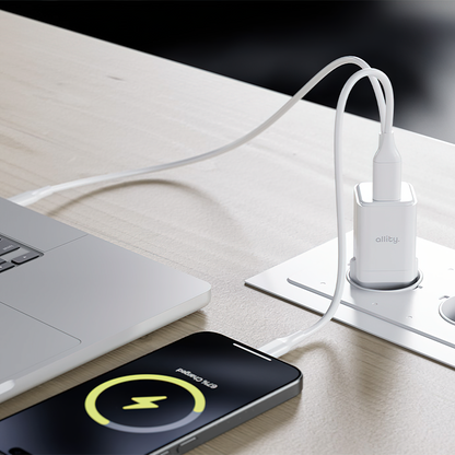 Cargador de Red Allity. ATC-01-30WAC Mini, 30W, 3A, 1 x USB-A - 1 x USB-C, Blanco.