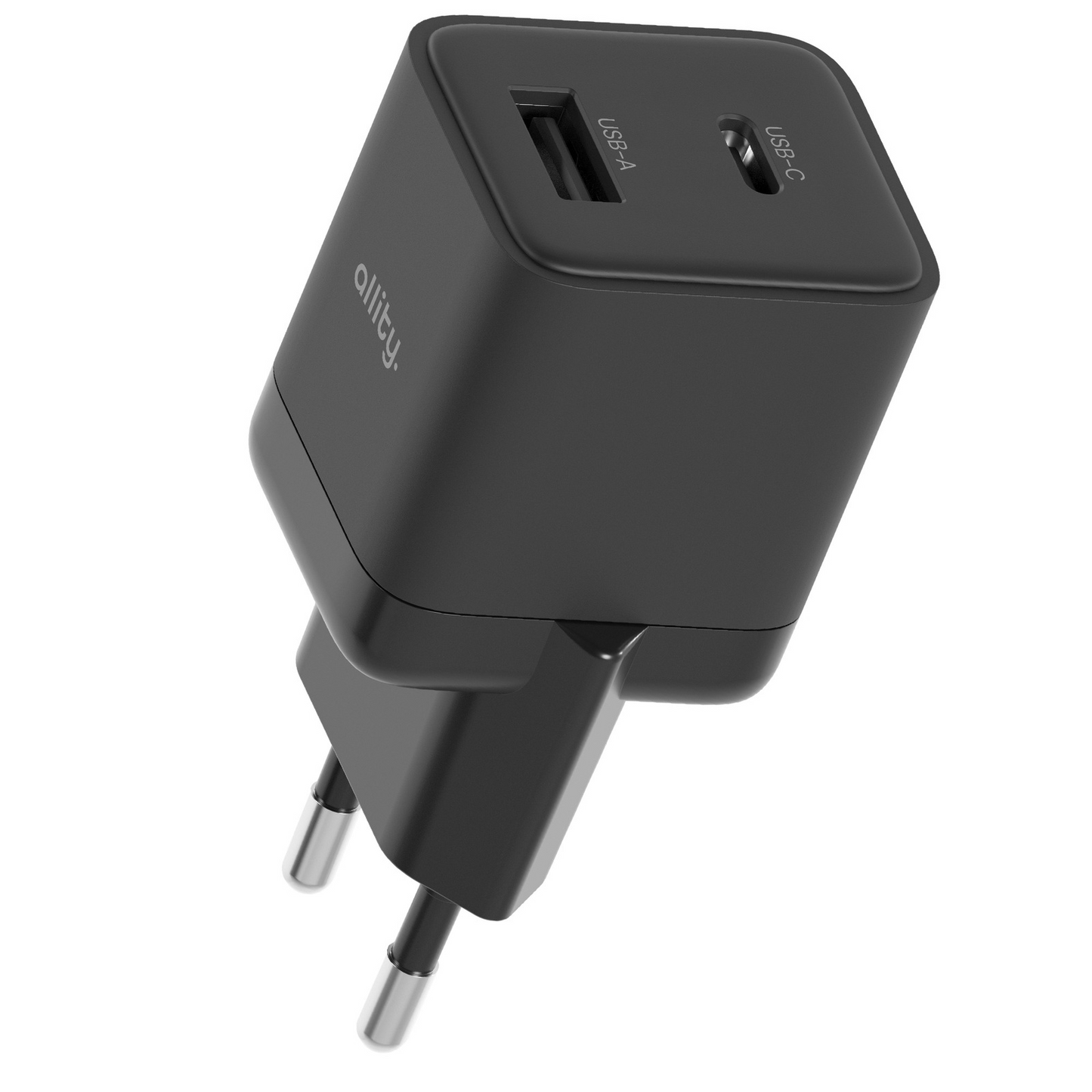 Cargador de Red Allity. ATC-01-30WAC Mini, 30W, 3A, 1 x USB-A - 1 x USB-C, Negro