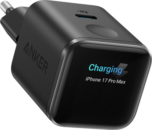 Cargador de Red Anker Nano Display, 45W, 3A, 1 x USB-C, Negro A121DG11