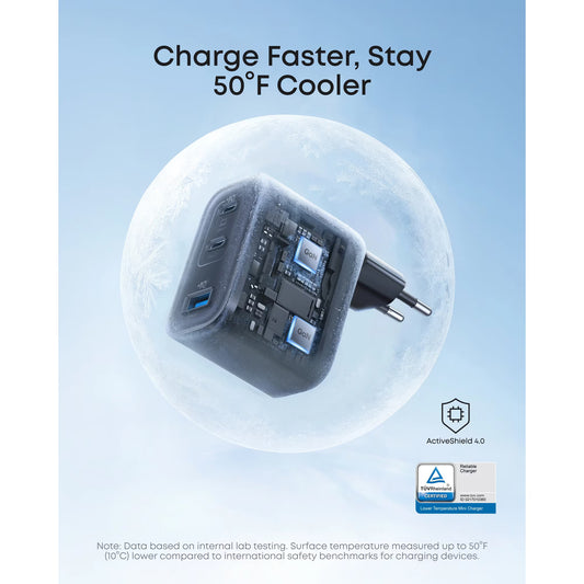 Cargador de Red Anker Nano, 70W, 3.5A, 1 x USB-A - 2 x USB-C, Negro A121AL11