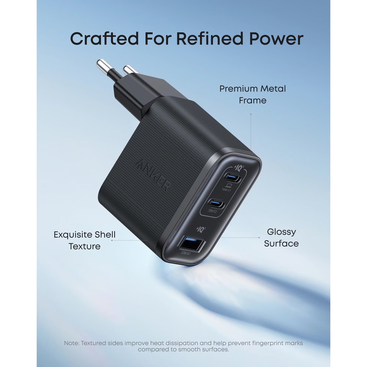 Cargador de Red Anker Nano, 70W, 3.5A, 1 x USB-A - 2 x USB-C, Negro A121AL11