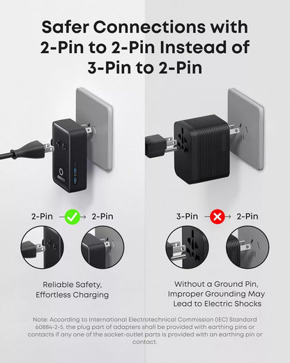 Cargador de Red Anker Nano Travel, 20W, 3A, 2 x USB-A - 2 x USB-C, Negro A9215H11