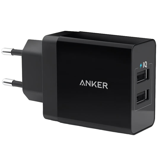 Cargador de red Anker PowerPort, 24 W, 2,4 A, 2 x USB-A, negro A2021L11 