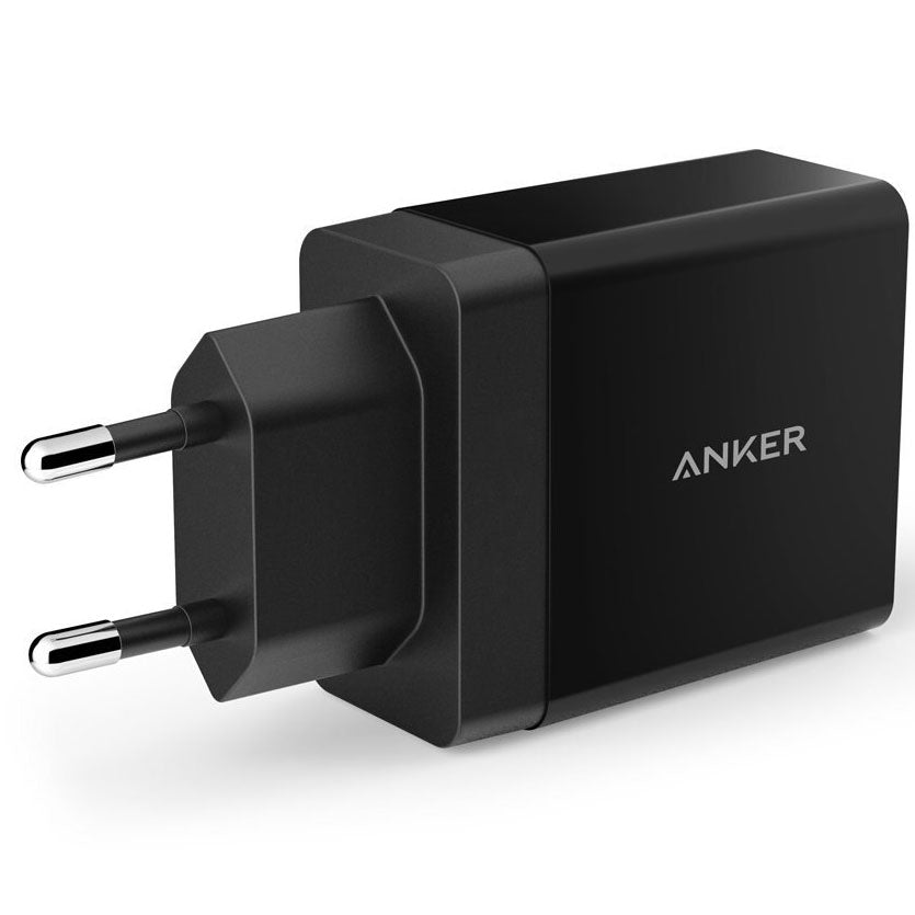 Cargador de red Anker PowerPort, 24 W, 2,4 A, 2 x USB-A, negro A2021L11 