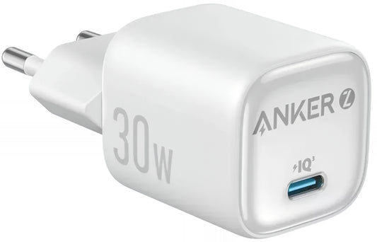 Cargador de Red Anker Zolo, 30W, 3A, 1 x USB-C, Blanco A2698G21