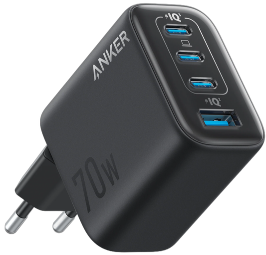 Cargador de Red Anker Zolo, 70W, 1 x USB-A - 3 x USB-C, Negro A121CG11