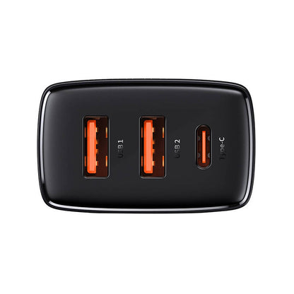 Cargador de red compacto Baseus, 30 W, 3 A, 1 x USB-C - 2 x USB-A, negro CCXJ-E01