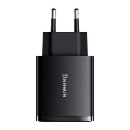 Cargador de red compacto Baseus, 30 W, 3 A, 1 x USB-C - 2 x USB-A, negro CCXJ-E01