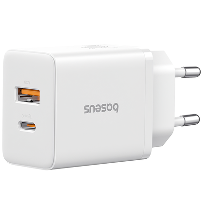 Cargador de red Baseus Cube, 20W, 3A, 1 x USB-A - 1 x USB-C, Blanco P1011140321313-00 