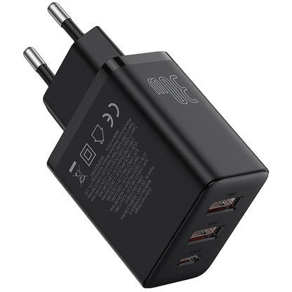 Cargador de red Baseus Cube, 30 W, 3 A, 1 x USB-C - 2 x USB-A, negro P10111402113113-00 