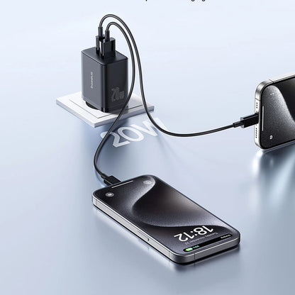 Cargador de red Baseus Cube, 20 W, 3 A, 1 x USB-A - 1 x USB-C, negro P10111403113113-00 