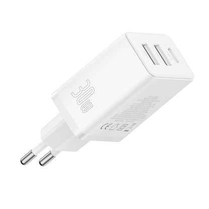 Cargador de Red Baseus Cube, 30W, 3A, 2 x USB-A - 1 x USB-C, Blanco P10111402213-00