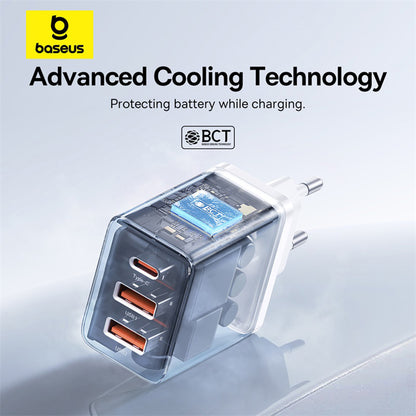 Cargador de Red Baseus Cube, 30W, 3A, 2 x USB-A - 1 x USB-C, Blanco P10111402213-00