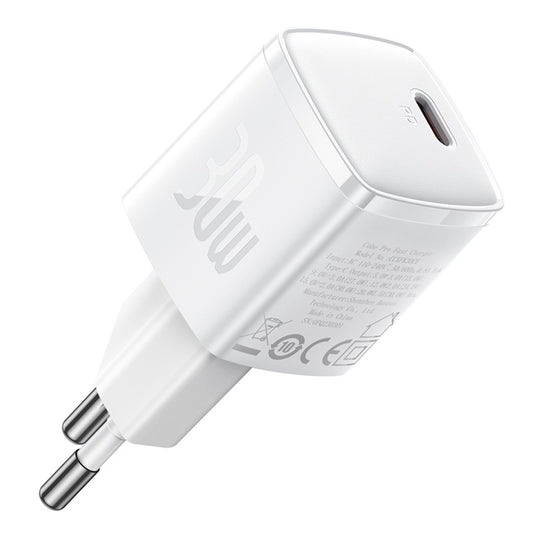 Cargador de Red Baseus Cube Pro, 30W, 3A, 1 x USB-C, Blanco CCXF000302
