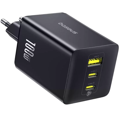Cargador de Red Baseus EnerFill FE11, 100W, 5A, 1 x USB-A - 2 x USB-C, Gris P10182102123
