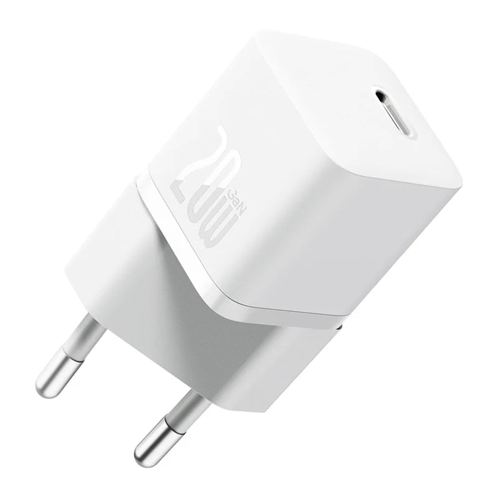 Cargador de red Baseus GaN GaN Mini 1C, 20W, 3A, 1 x USB-C, Blanco CCGN050102 