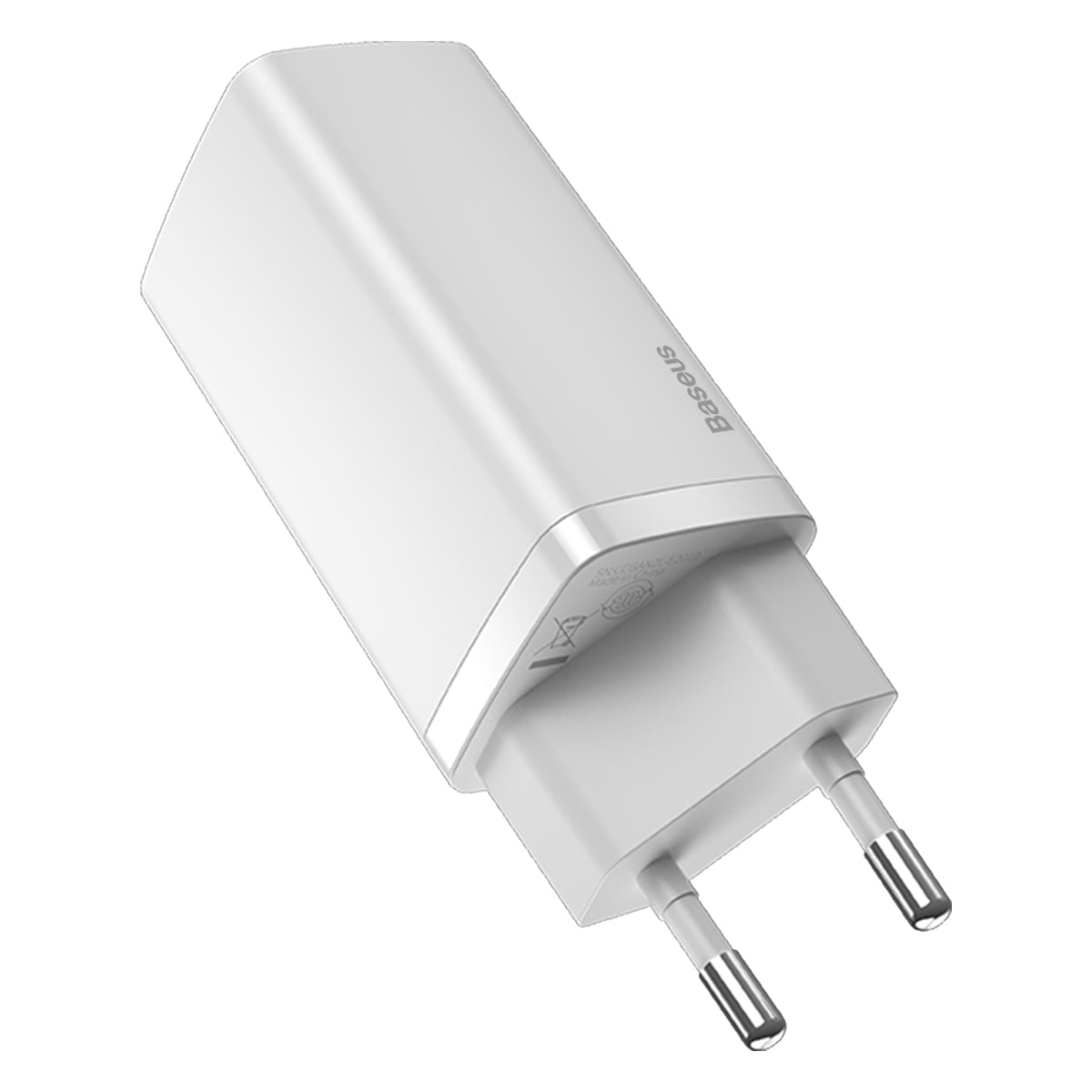 Cargador de red Baseus GaN2 Lite, 65W, 3A, 1 x USB-A - 1 x USB-C, Blanco CCGAN2L-B02 