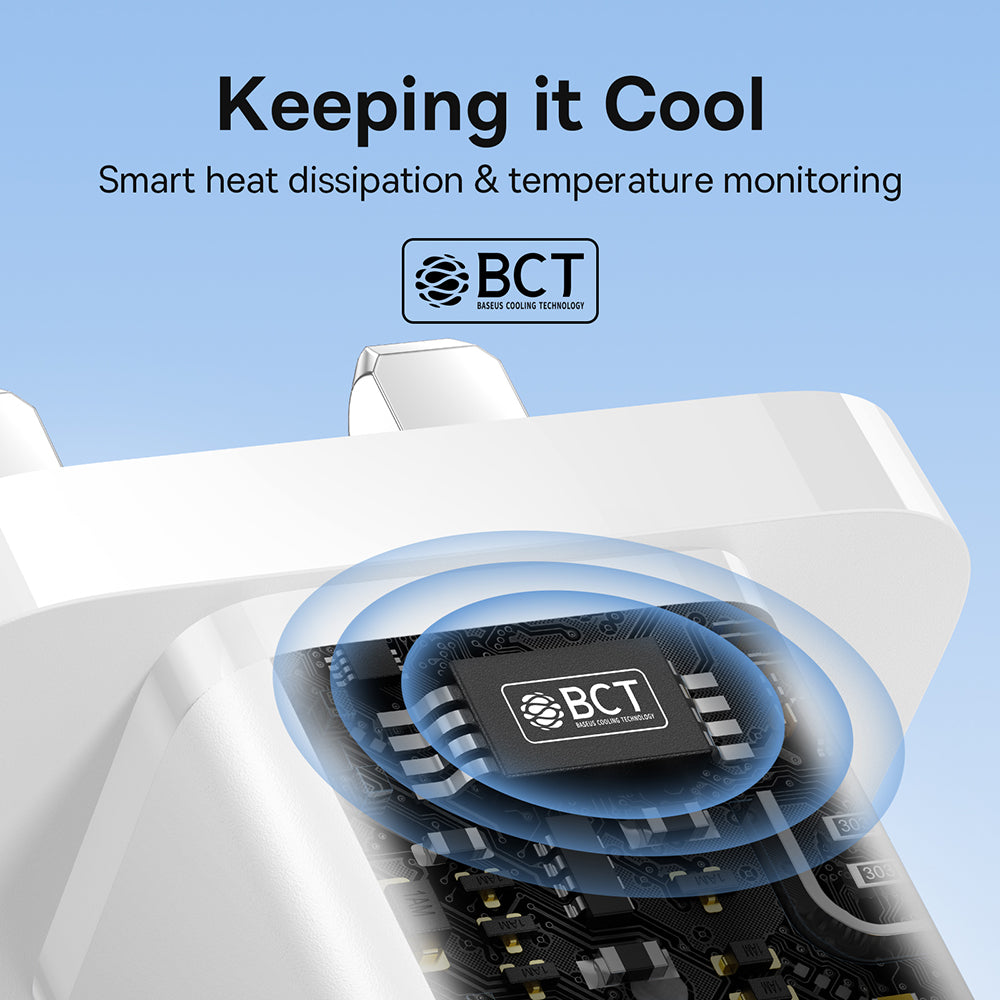 Baseus GaN5 UK Network Charger, 30W, 3A, 1 x USB-C, White P10110906213-00