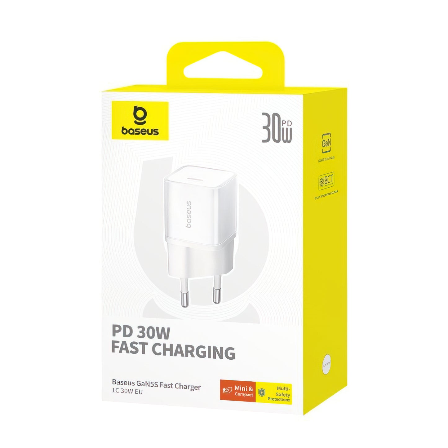 Cargador de Red Baseus GaN5S, 30W, 3A, 1 x USB-C, Blanco P10162504213-00