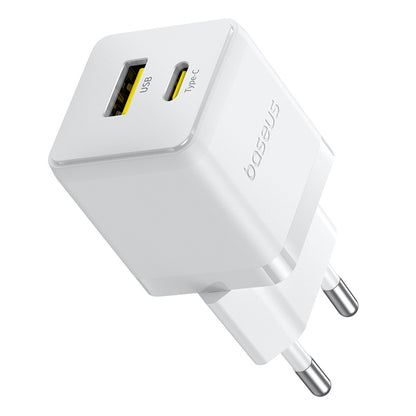 Cargador de Red Baseus Palm, 30W, 3A, 1 x USB-A - 1 x USB-C, Blanco P1011160A213-00