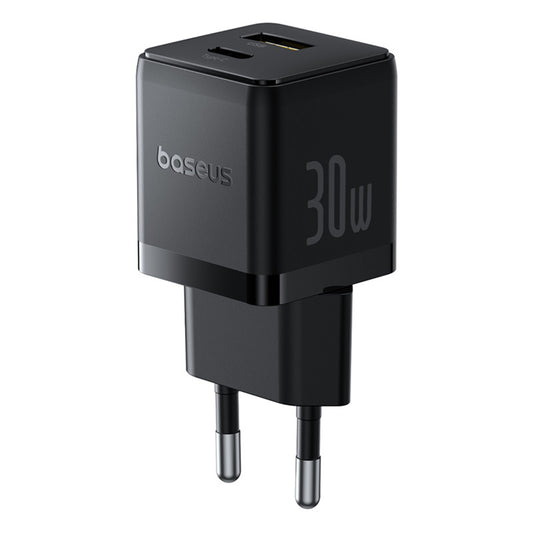 Cargador de Red Baseus Palm, 30W, 3A, 1 x USB-A - 1 x USB-C, Negro P1011160A113-00