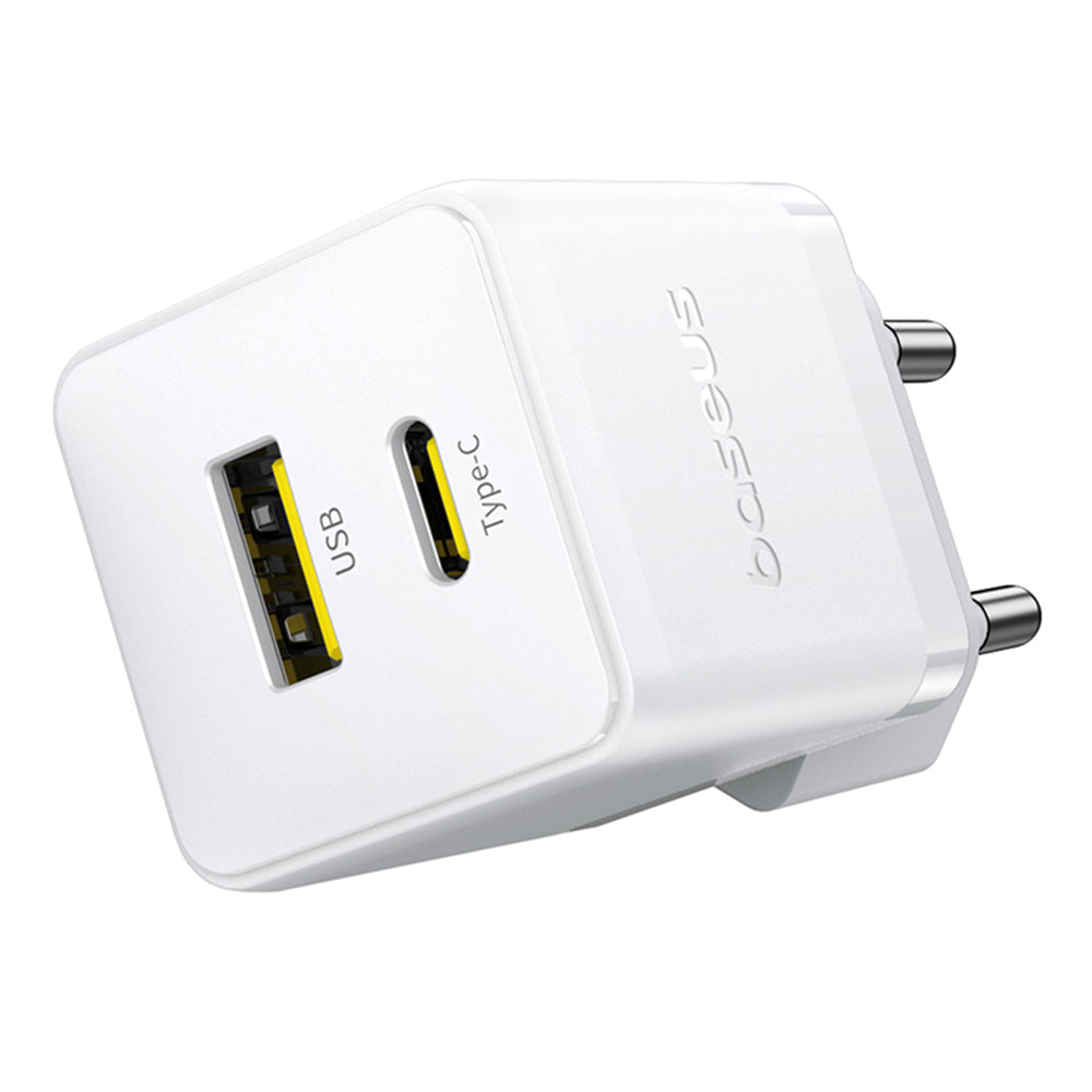 Cargador de Red Baseus Palm, 30W, 3A, 1 x USB-A - 1 x USB-C, Blanco P1011160A213-00