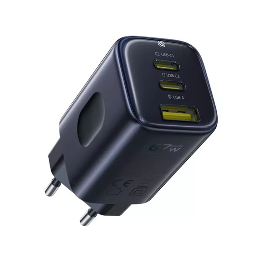 Cargador de Red Baseus PicoGo AE11, 67W, 1 x USB-A - 2 x USB-C, Negro E0121200