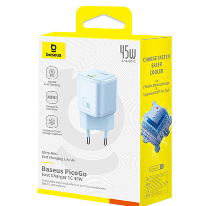 Cargador de Red Baseus PicoGo, 45W, 3A, 1 x USB-C, Azul P10176800313-00