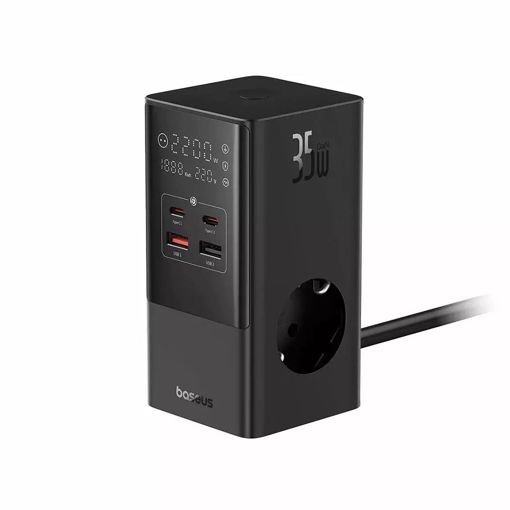Cargador de Red Baseus PowerCombo, 35W, 5A, 2 x USB-A - 2 x USB-C - 3 x Schuko, Negro, Reacondicionado E00023606113-00