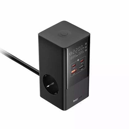 Cargador de Red Baseus PowerCombo, 35W, 5A, 2 x USB-A - 2 x USB-C - 3 x Schuko, Negro, Reacondicionado E00023606113-00