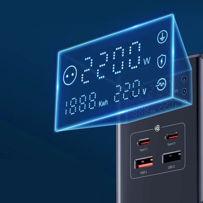 Cargador de Red Baseus PowerCombo, 35W, 5A, 2 x USB-A - 2 x USB-C - 3 x Schuko, Negro, Reacondicionado E00023606113-00