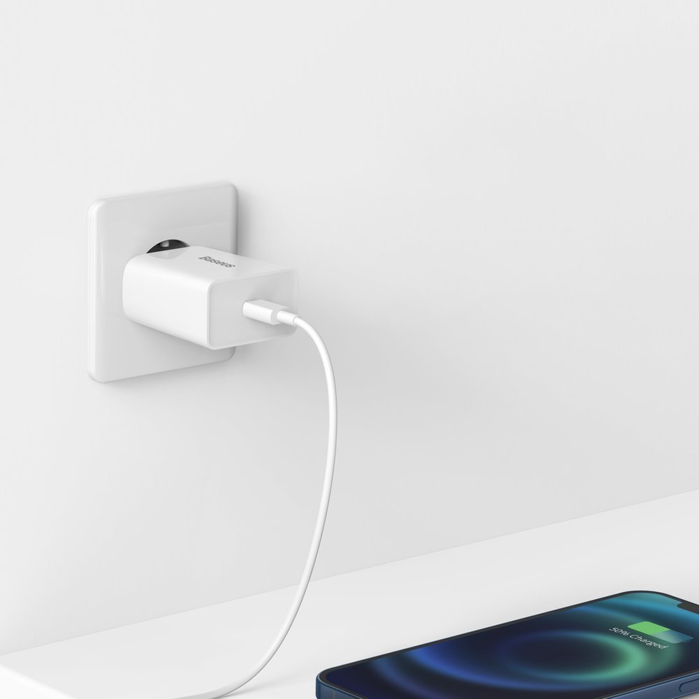 Cargador de Red Baseus Speed Mini, 20W, 3A, 1 x USB-C, Blanco CCFS-SN02