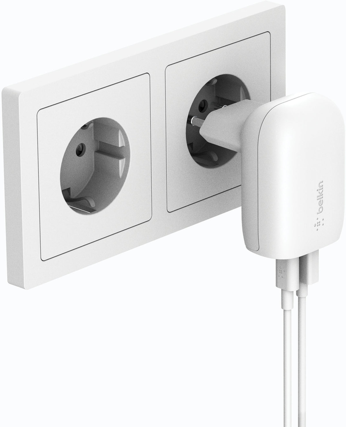 Cargador de Red Belkin BoostCharge Dual, 37W, 3A, 1 x USB-A - x USB-C, Blanco WCB007vfWH