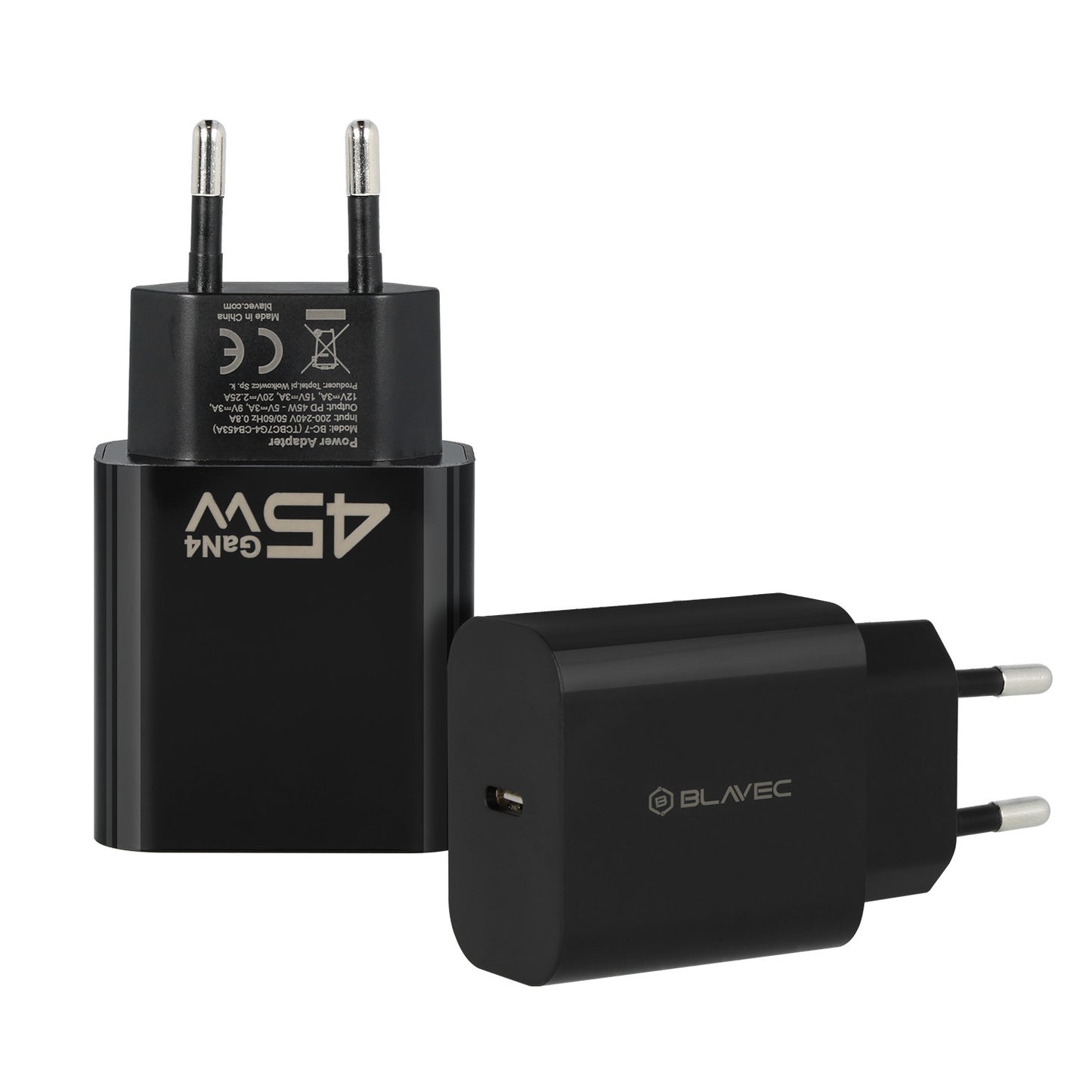 Blavec BC-7 Network Charger, 45W, 3A, 1 x USB-C, Black