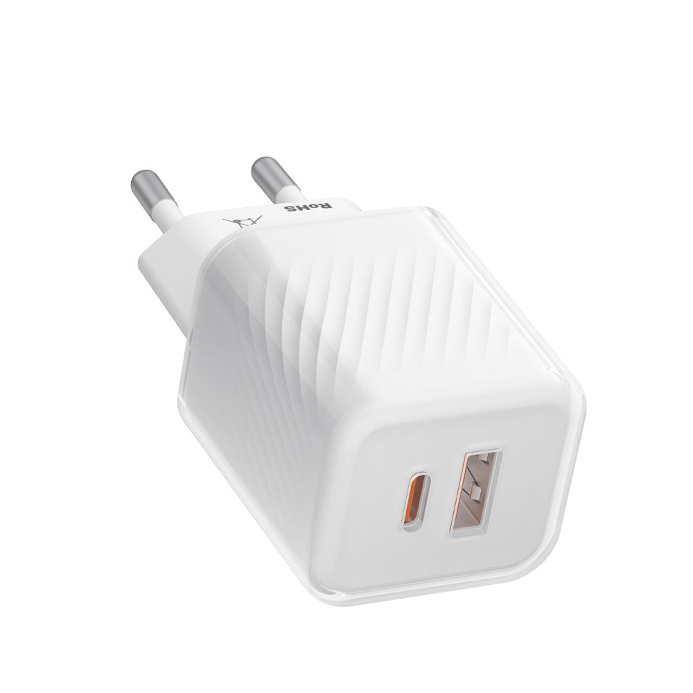 Cargador de Red Blueo, 35W, 3A, 1 x USB-A - 1 x USB-C, Blanco