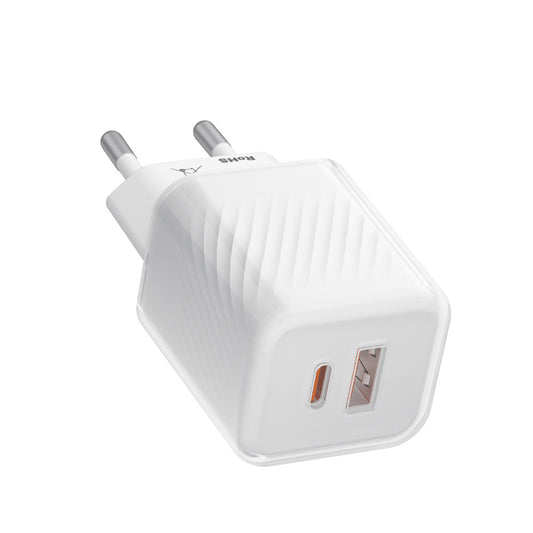 Cargador de Red Blueo, 35W, 3A, 1 x USB-A - 1 x USB-C, Blanco