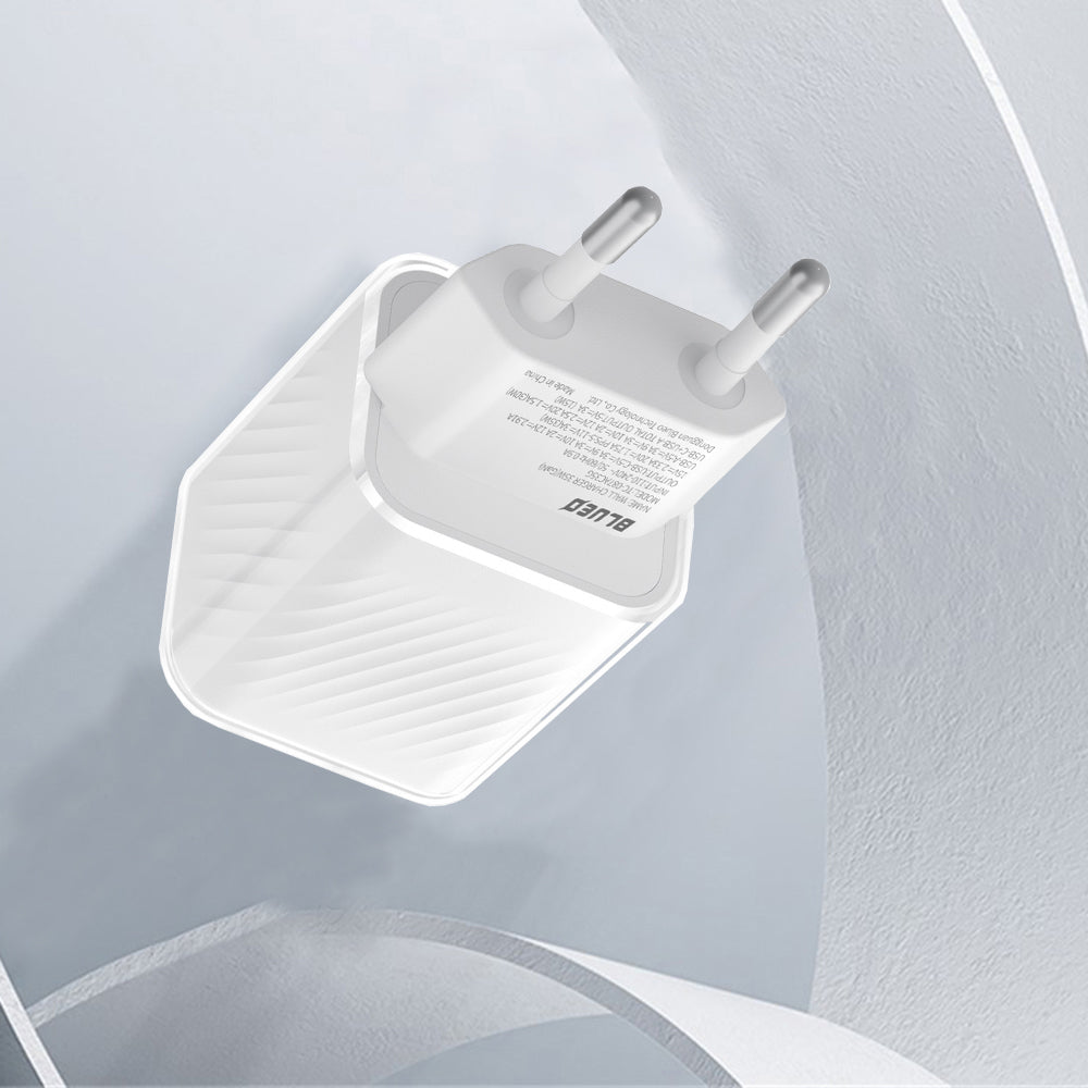 Cargador de Red Blueo, 35W, 3A, 1 x USB-A - 1 x USB-C, Blanco