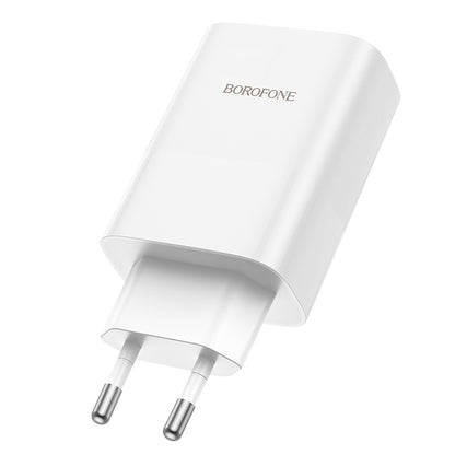 Cargador de red Borofone BN10, 65W, 5A, 1 x USB-A - 1 x USB-C, Blanco 