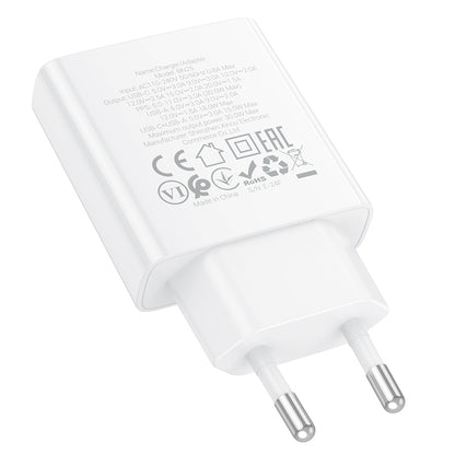 Cargador de red Borofone BN25 Wish, 30W, 3A, 1 x USB-A - 1 x USB-C, Blanco 