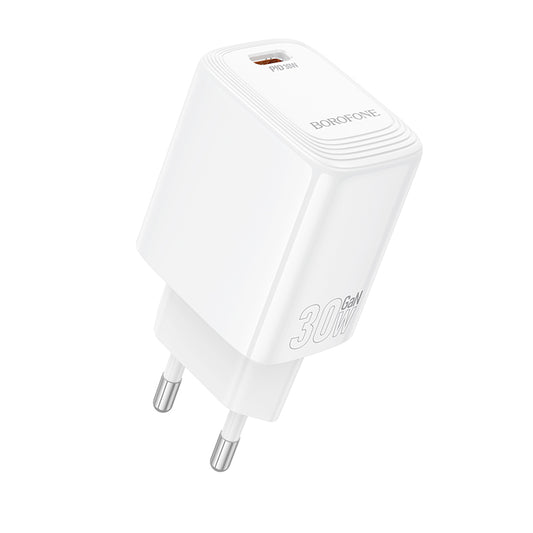 Cargador de Red Borofone BN28 Fuente, 30W, 3A, 1 x USB-C, Blanco