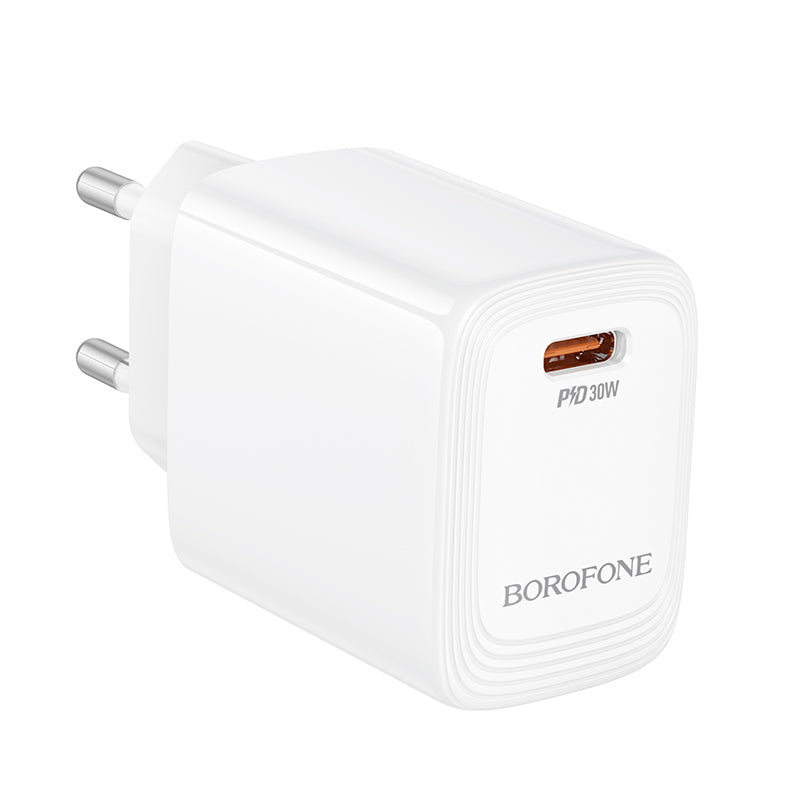 Cargador de Red Borofone BN28 Fuente, 30W, 3A, 1 x USB-C, Blanco