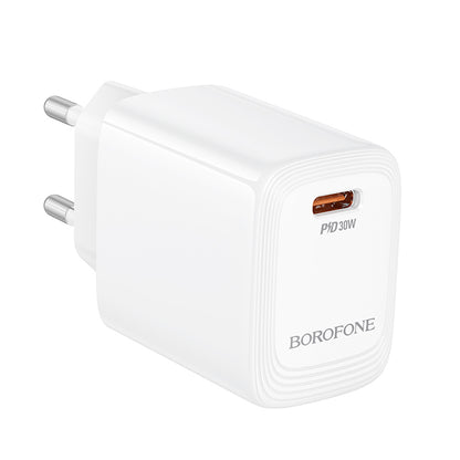 Cargador de Red Borofone BN28 Fuente, 30W, 3A, 1 x USB-C, Blanco