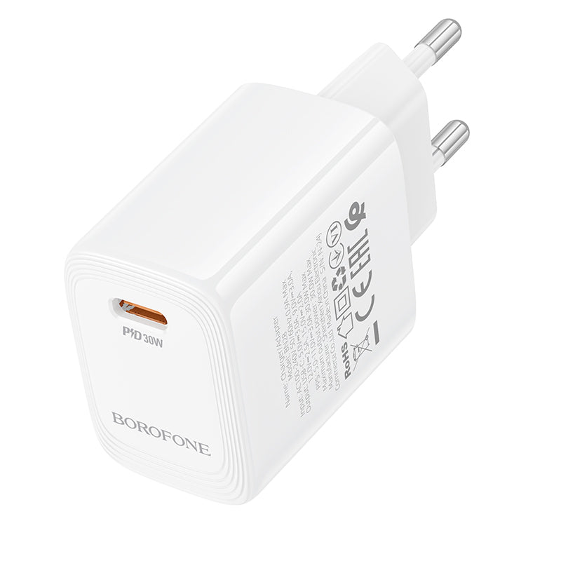Cargador de Red Borofone BN28 Fuente, 30W, 3A, 1 x USB-C, Blanco