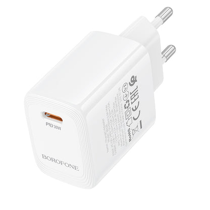 Cargador de Red Borofone BN28 Fuente, 30W, 3A, 1 x USB-C, Blanco