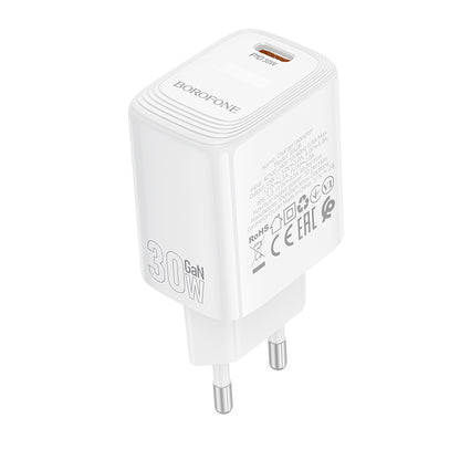 Cargador de Red Borofone BN28 Fuente, 30W, 3A, 1 x USB-C, Blanco
